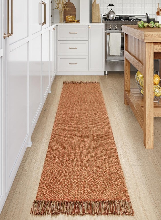 Collive Long Hallway Runner Rug 2.6' x 8', Washable Runners Indoor Entryway Rugs, Terracotta Braided Woven Kitchen Carpets Low-Profile Front Door Floor Carpet for Laundry Room Bedroom - Image 2